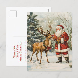 julvykort för Santa Reindeer Tack Helg Vykort