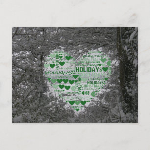 Julvykort Grönt Heart Glad helg