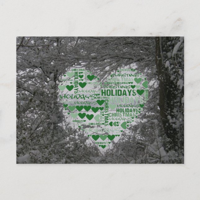 Julvykort Grönt Heart Glad helg Vykort (Framsida)