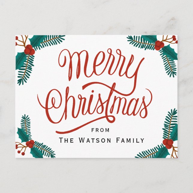 Julvykort,Lycklig Helgdag-kort Inbjudan Vykort (Framsida)