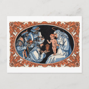 Julvykort: Mary, Jesus och shepherds Helg Vykort