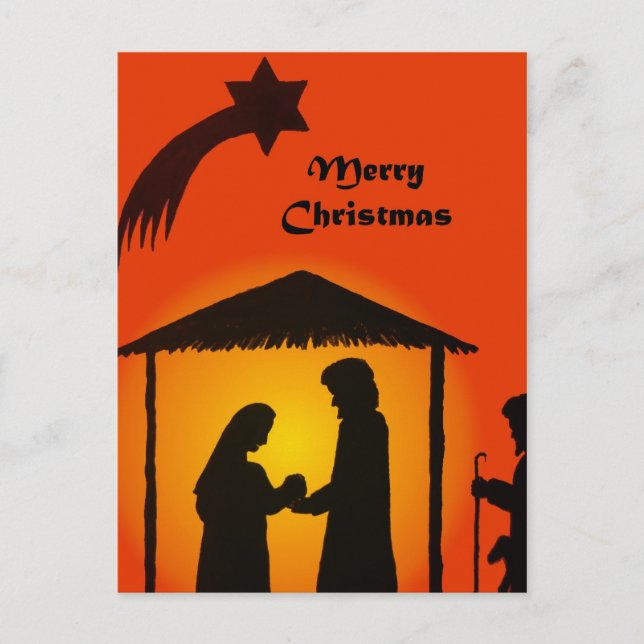 Julvykort med Nativitetshyllett Silhouette Vykort (Framsida)