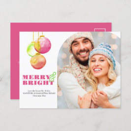 Julvykort Modern Merry & Bright Photo Helg Vykort