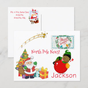 Julvykort North Pole Santa Elf Vykort