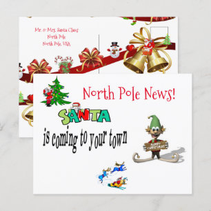 Julvykort North Pole Santa Elf Vykort