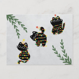 Julvykort, söt katt som spelar sällskapsdjur rolig vykort