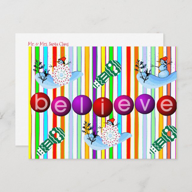 Julvykort Tro Snögubbe Vykort (Fram/baksida)