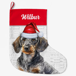 JulWire Hair Dachshund Santa Hund's Namn Stor Julstrumpa
