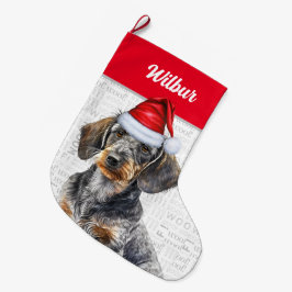 JulWire Hair Dachshund Santa Hund's Namn Stor Julstrumpa