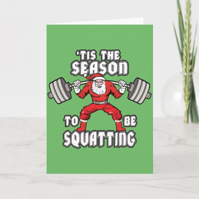 Julworkout Humor - Jultomten Squat Helgkort (Framsida)
