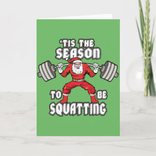 Julworkout Humor - Jultomten Squat Helgkort