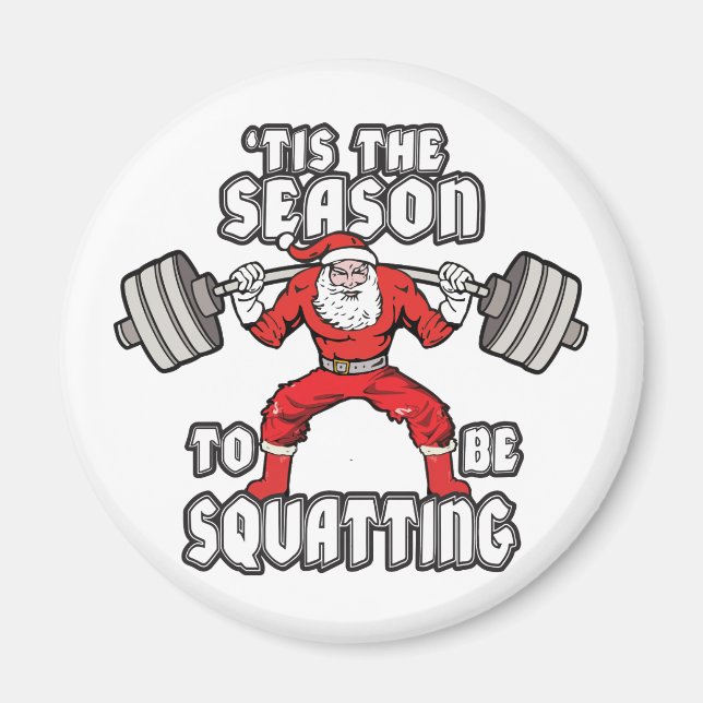 Julworkout Humor - Jultomten Squat Magnet (Framsidan)
