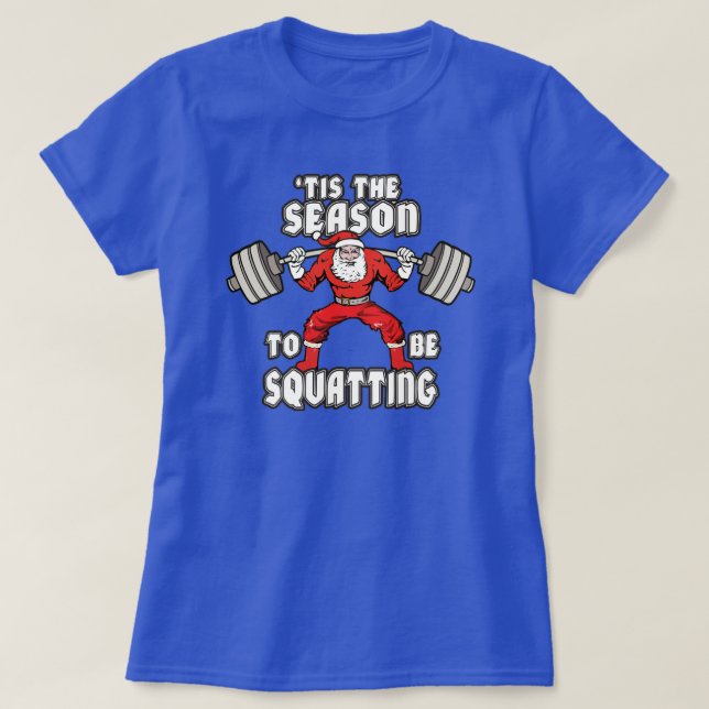 Julworkout Humor - Jultomten Squat Tee Shirt (Design framsida)