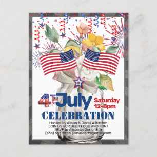 JULY 4:e inbjudan Firande Party Mason Burk