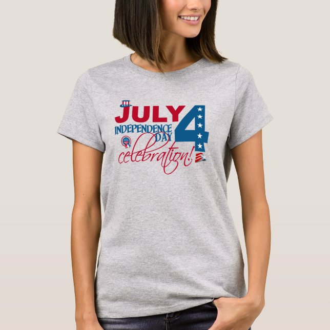 JULY 4 Firande-skjorta, dubbla-sidig T-shirt (Framsida)