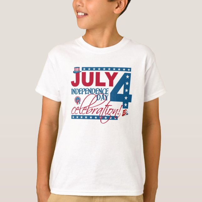 JULY 4 Firande-skjorta, dubbla-sidig Tee Shirt (Framsida)