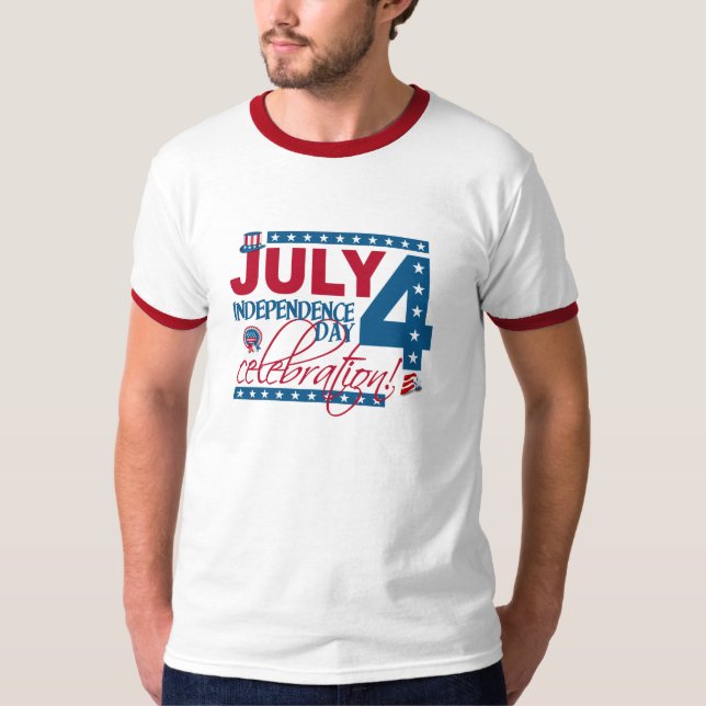 JULY 4 Firande-skjorta, dubbla-sidig Tröja (Framsida)