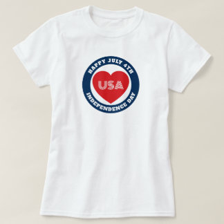 July 4th Love the USA Patriotic Red White Blue T Shirt