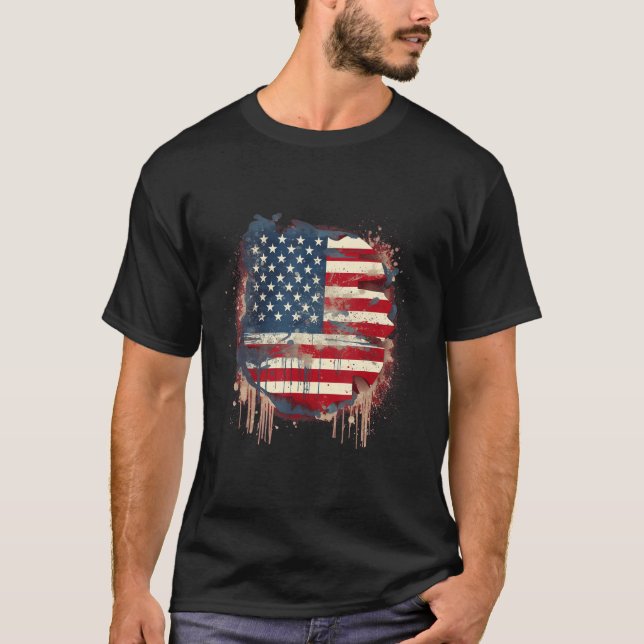 July 4th Product  Patriotism, American Flag_22 T Shirt (Framsida)