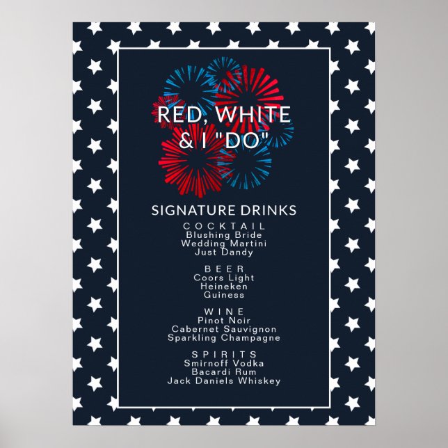 July 4th Red White & I Do Couples Shower Bar Sign Poster (Framsidan)