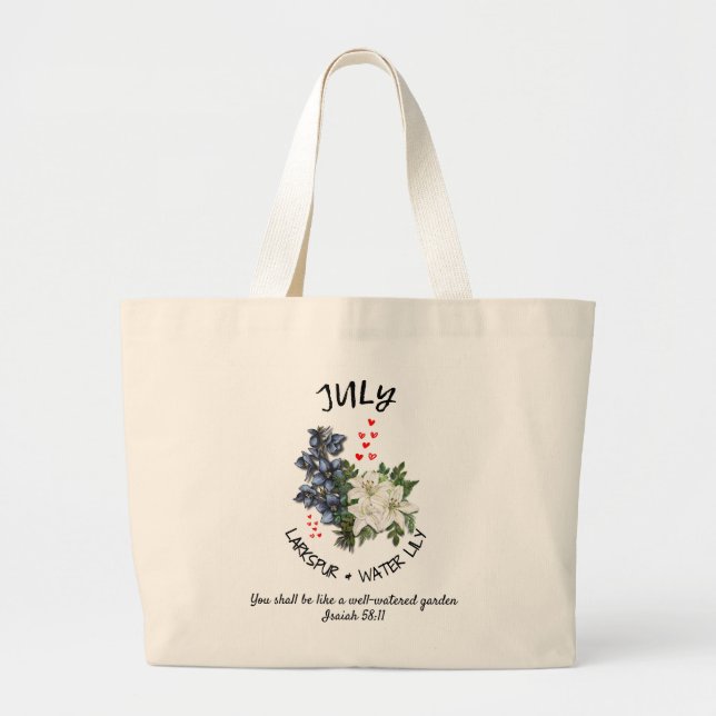 JULY Birth Month Flower Anpassningsbar Christian Jumbo Tygkasse (Framsidan)