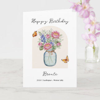July Birth Month Flower Birthday Kort