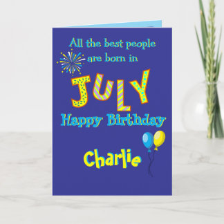 July Birthday Folded Greeting Card Kort