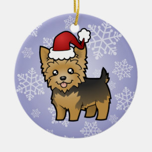 JulYorkshire Terrier (kort hår ingen pilbåge) Julgransprydnad Keramik