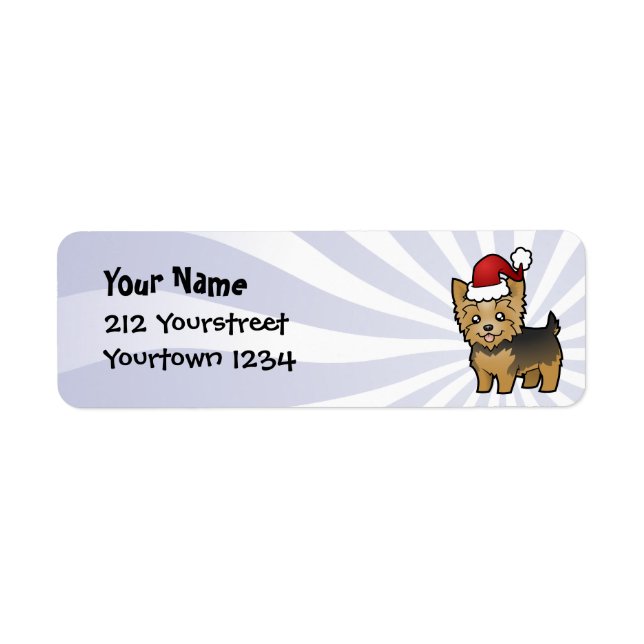 JulYorkshire Terrier (kort hår med pilbågen) Returadress Etikett (Framsidan)