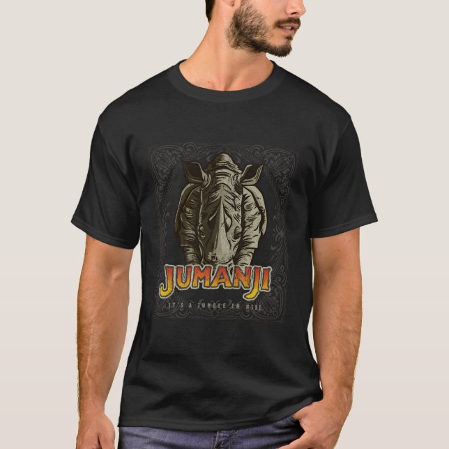 Jumanji Distress Rhino Board Game Biet T Shirt (Framsida)