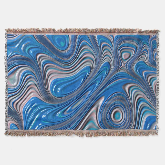 ~ JUMBLY BLUE ~ Fractal Design Mönster ~ Original Filt (Framsidan)