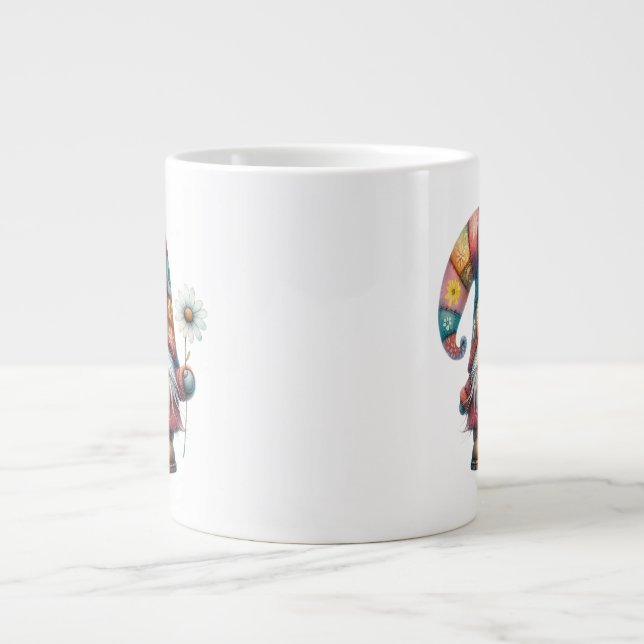 Jumbo 20 oz kaffemugg - Tomte med blomma Mugg (Framsidan)