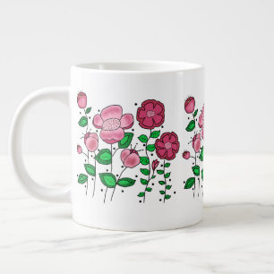Jumbo 20 oz. Mugg med rosa blommor