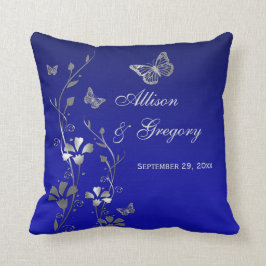 Jumbo Blue Grått Butterfly Blommigt KeepsakPillow Kudde