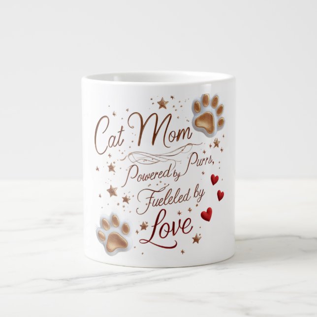 Jumbo Cat Mamma Mugg-Extra-Kärlek, Extra Purrs, Ex Mugg (Framsidan)