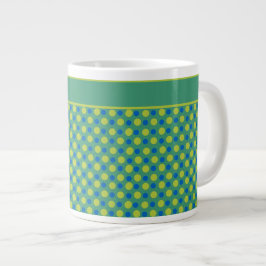 Jumbo Coffee Mugg, Blue and Grönt Polka dots Mugg