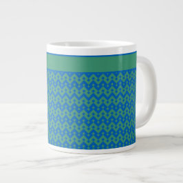 Jumbo Coffee Mugg, Emerald and Blue Geometric Mugg