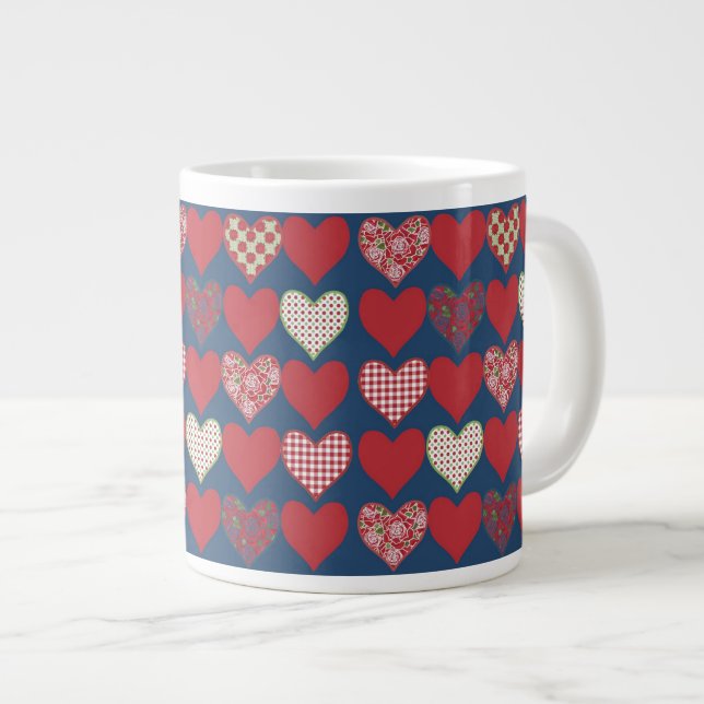 Jumbo Coffee Mugg, Hearts on Midnight Blue Jumbo Mugg (Framsida höger)