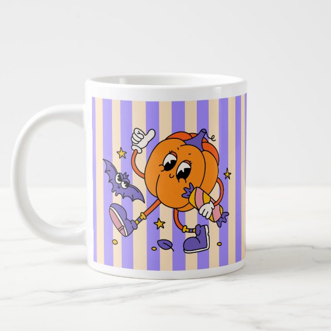 Jumbo Cute Retro Halloween-pumpa Jumbo Mugg (Vänster)