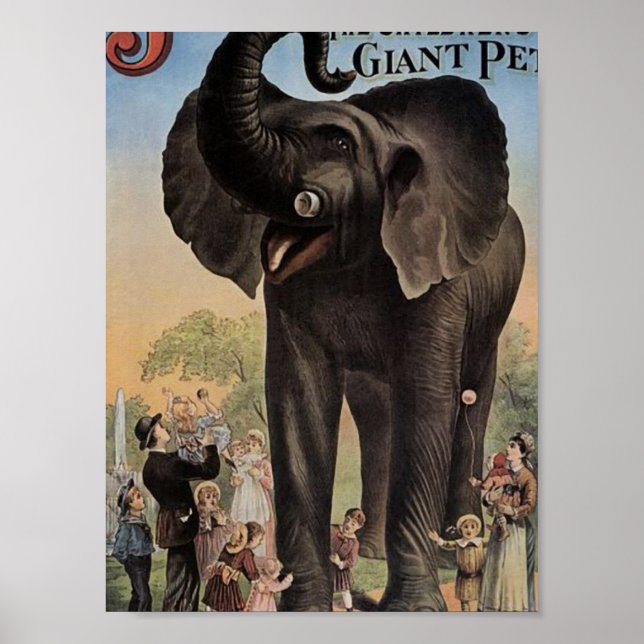 Jumbo Giant Elephant Retro Theater Poster (Framsidan)