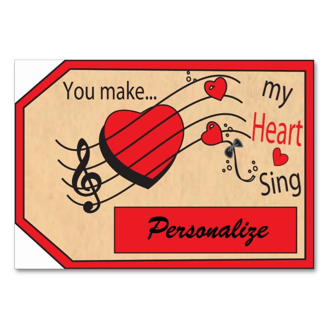 Jumbo Gift-Märkre som du gör min hjärteSjunga Bordsnummer (Framsidan)