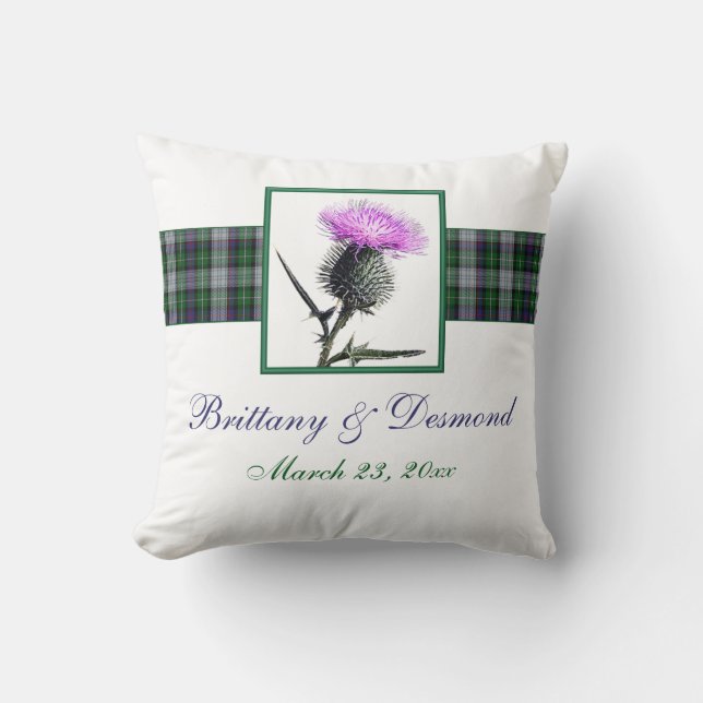 Jumbo Grönt, Lila, White Tartan, Thistle Pillow Kudde (Framsida)