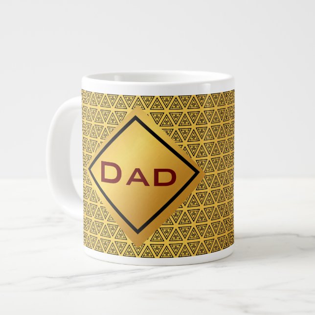 Jumbo guld mönster monogram mugg (Framsida vänster)