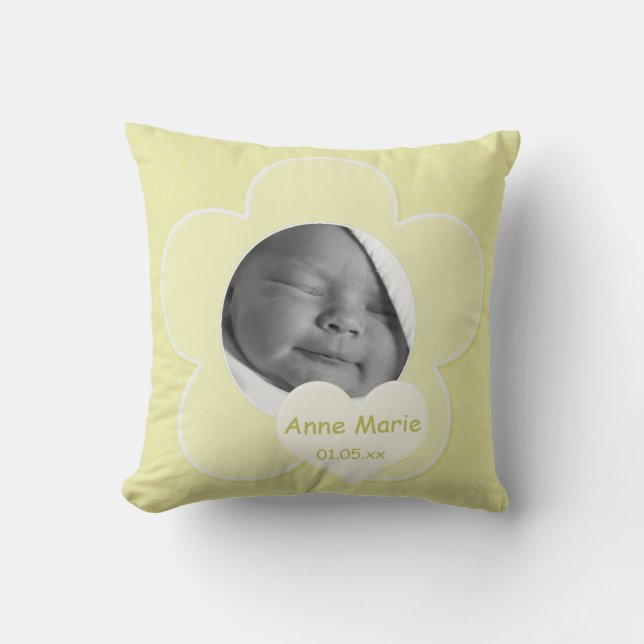 Jumbo Gult Polka Dot Baby Photo Pillow Kudde (Framsida)