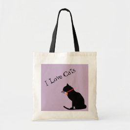 Jumbo I Kärlek Cats Lilac och White Graphic Tote Tygkasse