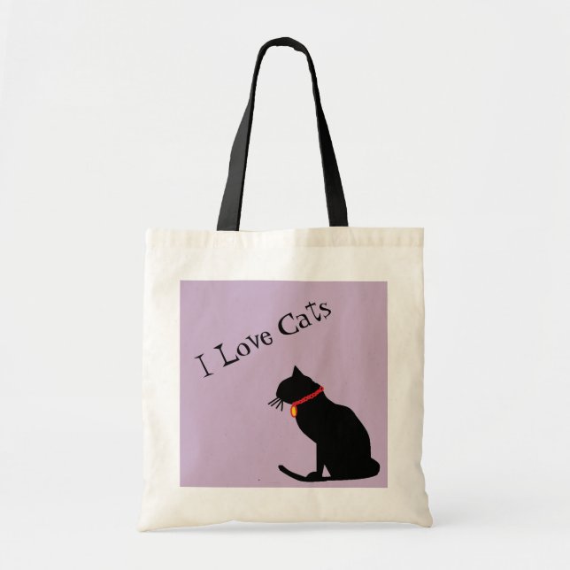 Jumbo I Kärlek Cats Lilac och White Graphic Tote Tygkasse (Framsidan)