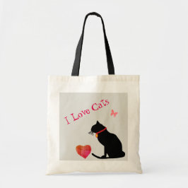 Jumbo I Kärlek Cats Red and White Graphic Tote Tygkasse