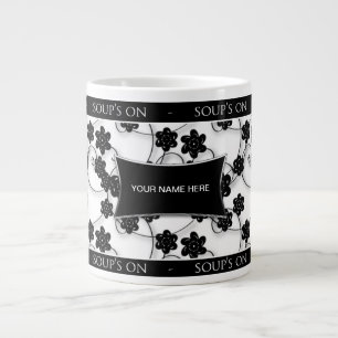 JUMBO KOPP FÖR SOPPA - BLACK & WHITE BLOMMIGT DES MUGG