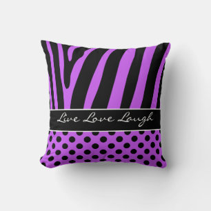 Jumbo Lila Black Zebra Rand Polka dots Pillow Kudde
