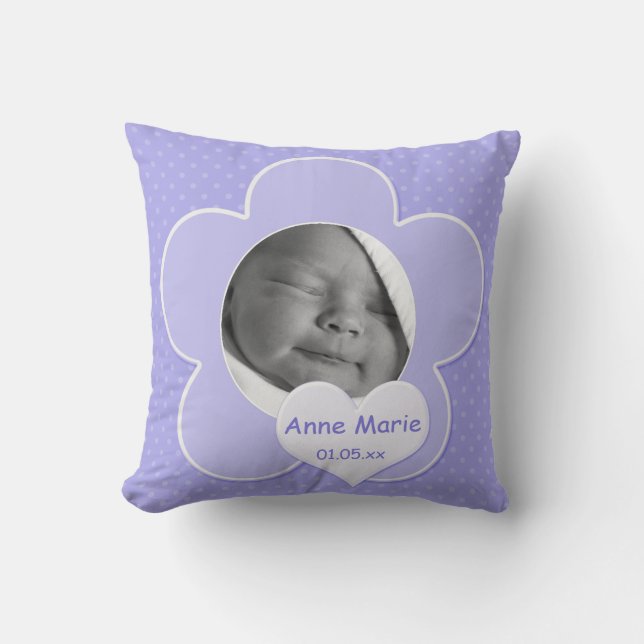Jumbo Lila Polka Dot Baby Photo Pillow Kudde (Framsida)